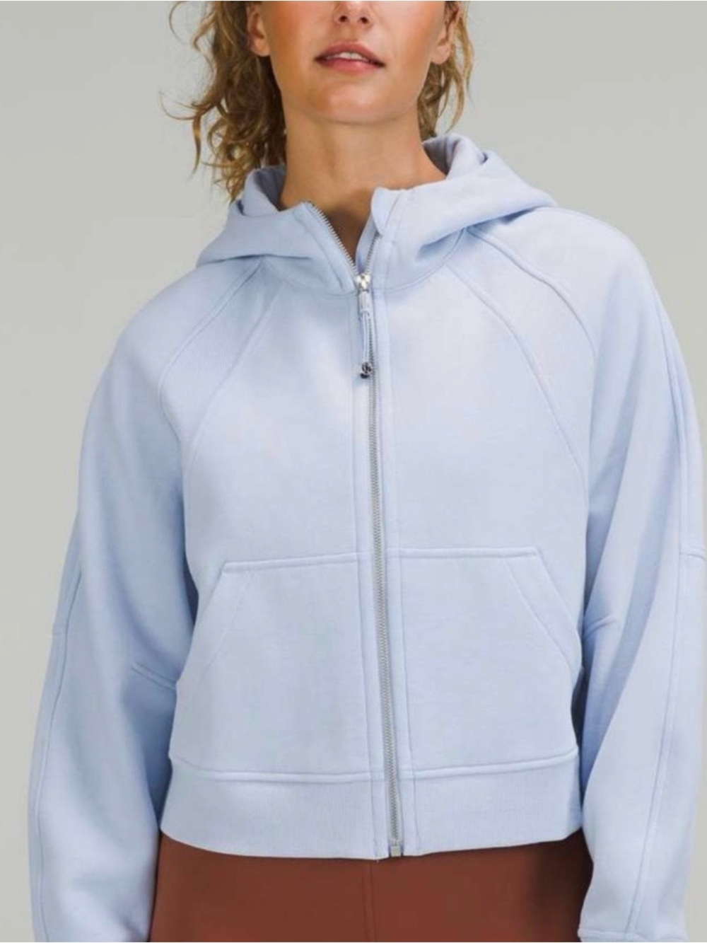 Lululemon Scuba Oversized Full Zip Hoodie XS/S Light Blue Cropped Fleece